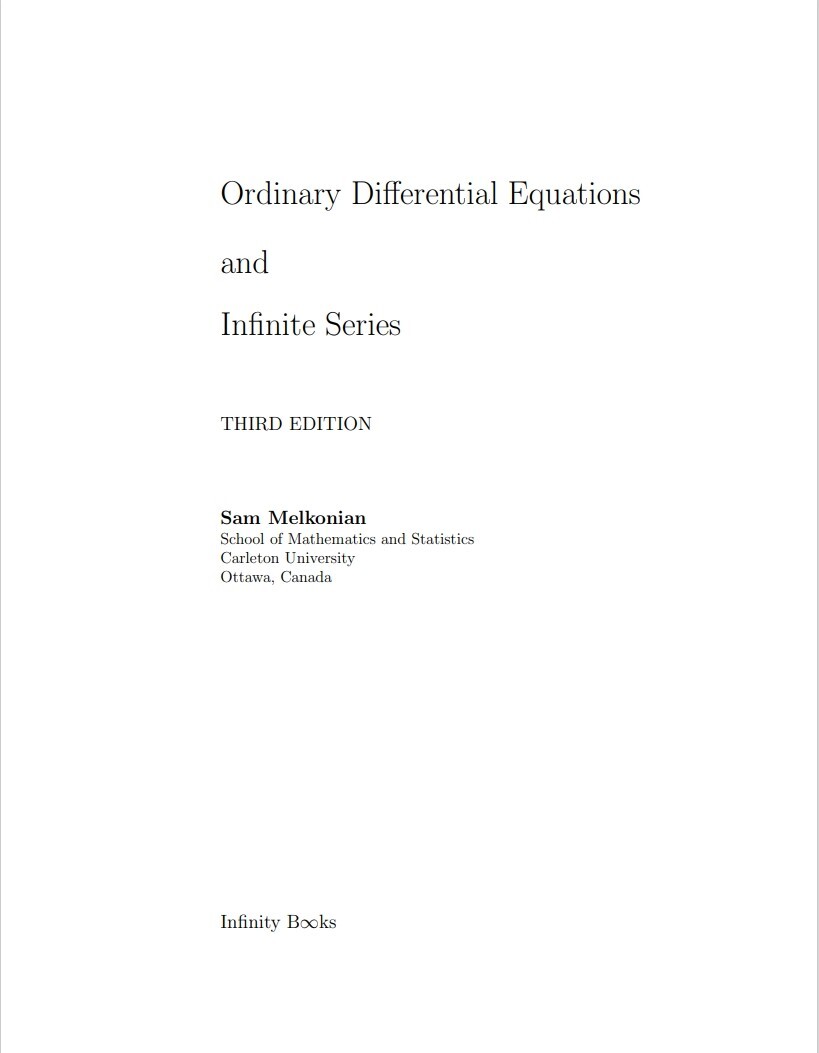 Ordinary Differential Equations And Infinite Series Ebook - Carleton ...